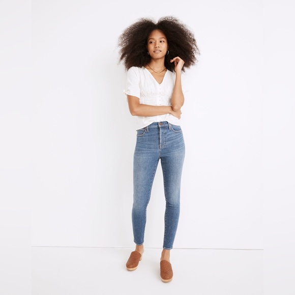 Madewell 10" High-Rise Skinny‎ Crop Jeans in Bradfield Wash - Picture 1 of 5